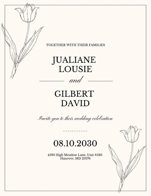 Hellbeige minimalistische Hochzeitseinladungsvorlage