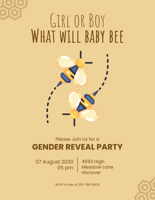 Modèle d'invitation à la révélation du sexe d'un bébé abeille