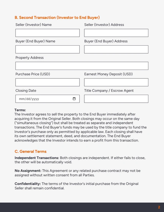 Double Closing Contract Template - Página 2