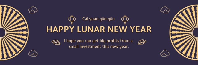 Dark Blue And Gold Modern Classic Happy Lunar New Year Banner Template