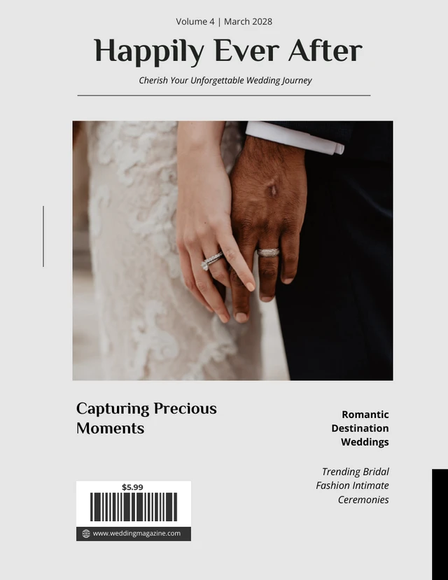 Modèle de magazine de mariage simple gris clair