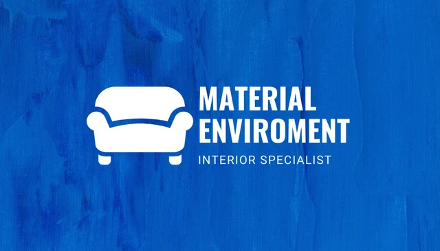 Blue Watercolor Texture Interior Design Specialist Business Card - Seite 1