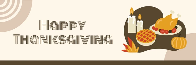 Modèle de bannière de joyeux Thanksgiving beige illustration simple