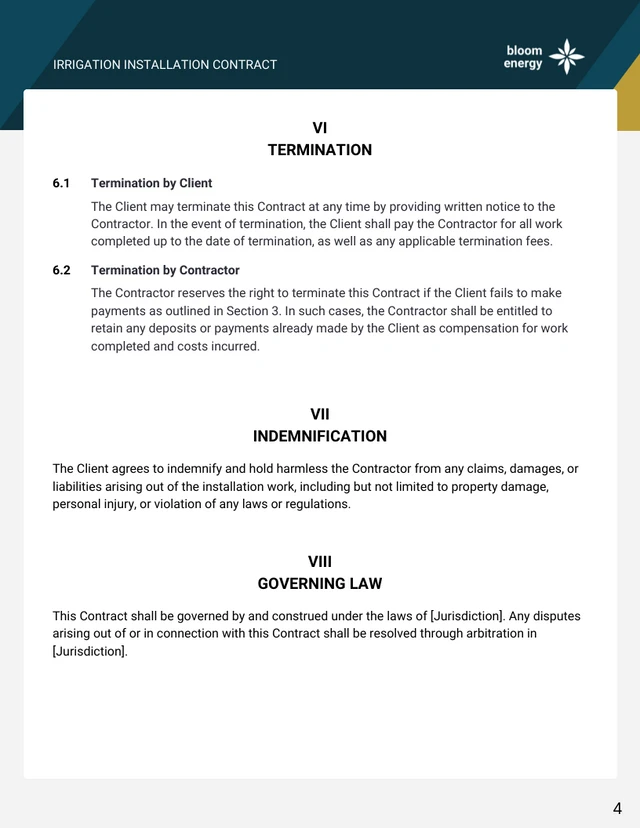 Irrigation Installation Contract Template - page 4