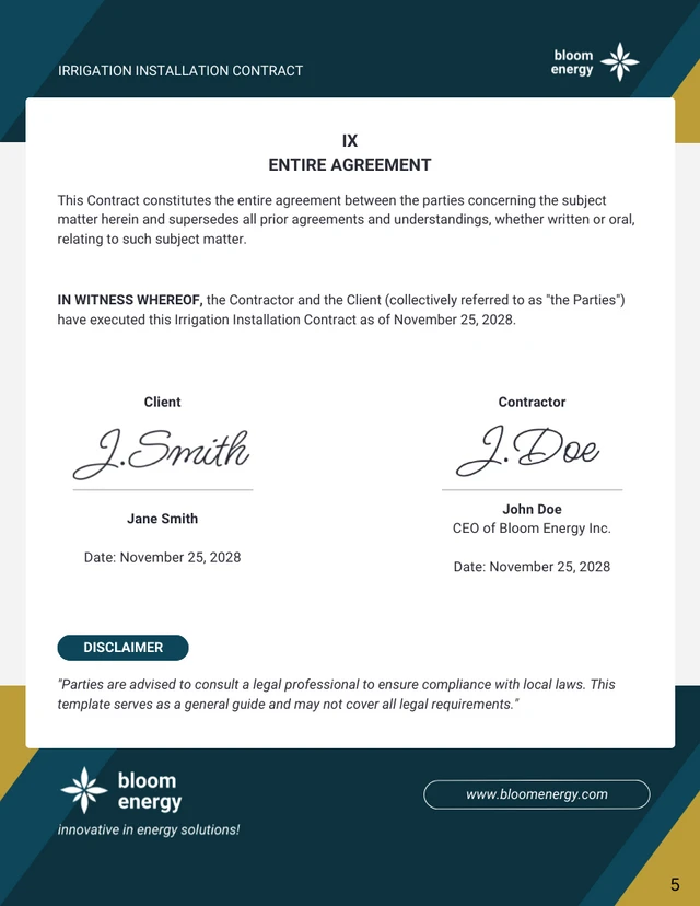 Irrigation Installation Contract Template - Pagina 5