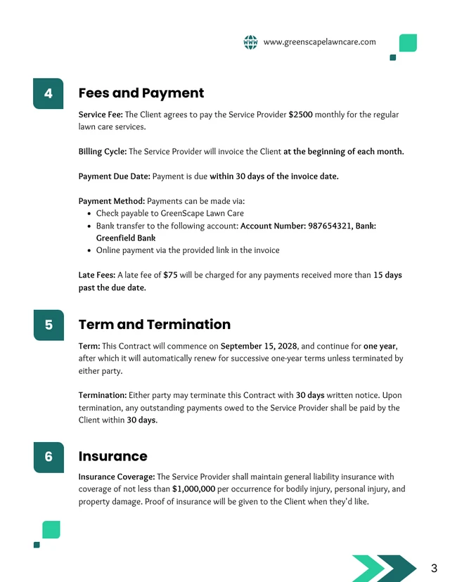 Commercial Lawn Care Contract Template - Pagina 3