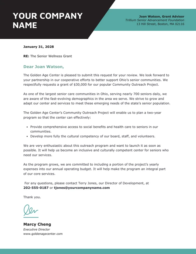 Customizable Grant Proposal Business Letter Template