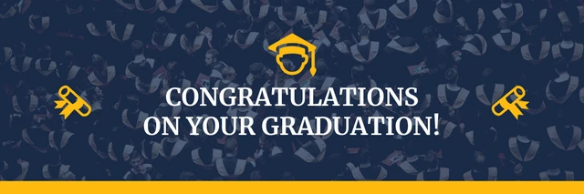 Navy And Yellow Simple Modern Professional Graduation Banner Template