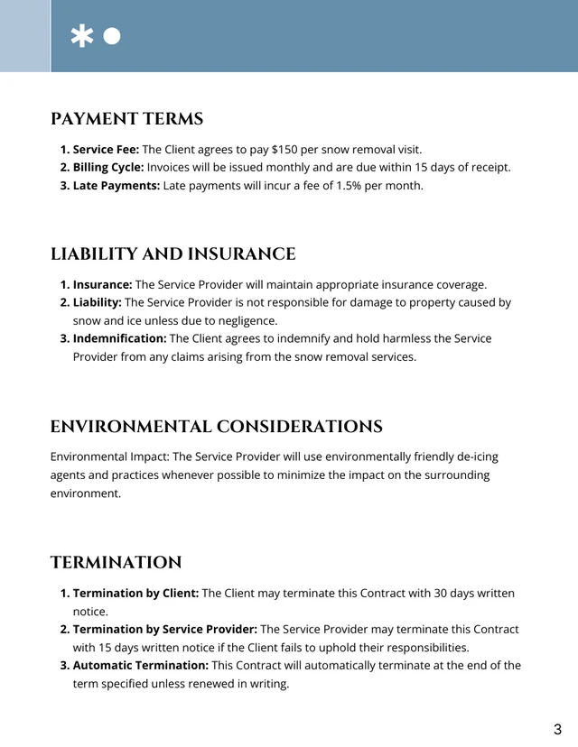 Snow Removal Contract Template - Page 3