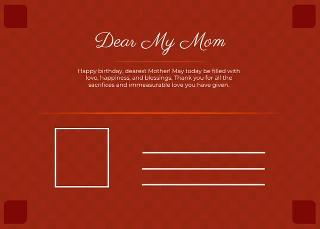 Red Minimalist Pattern Floral Happy Mother's Day Postcard - Seite 2