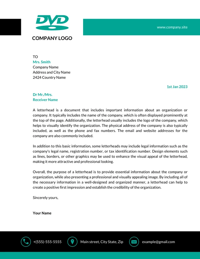 White And Green Modern Business Company Letterhead Template
