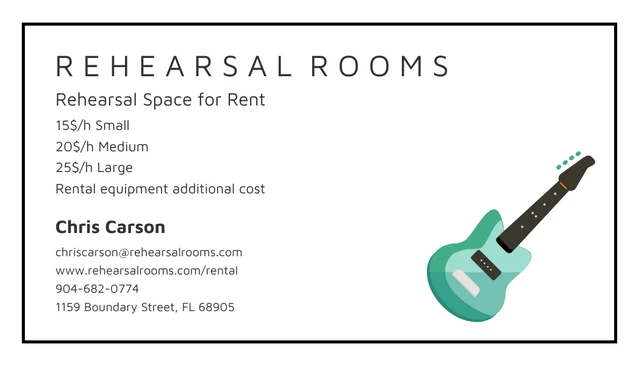 Simple Music Rehearsal Business Card