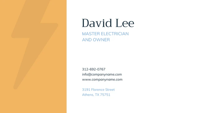 Navy Yellow Simple Business Card Electrician - Page 2