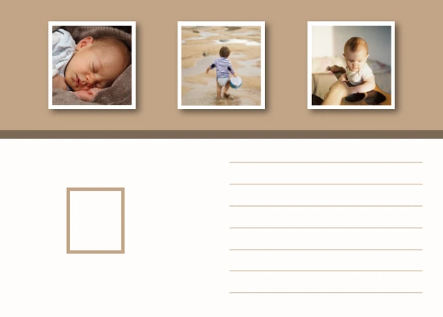 White And Brown Minimalist Simple Modern Baby Birthday Postcard - Page 2