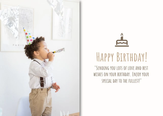 White And Brown Minimalist Simple Modern Baby Birthday Postcard - Seite 1