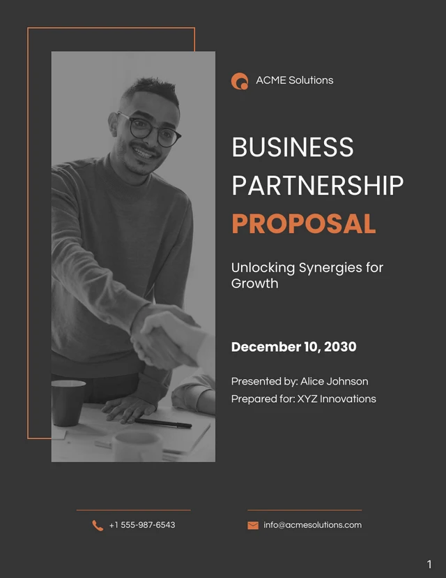 Orange and Black Business Partnership Proposal - Page 1