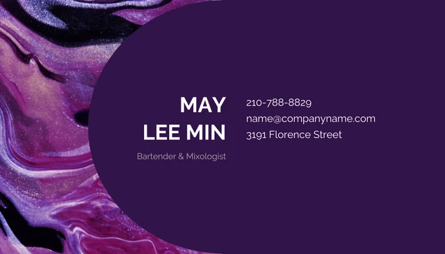 Fun Purple and White Bartender Business Card - Page 2