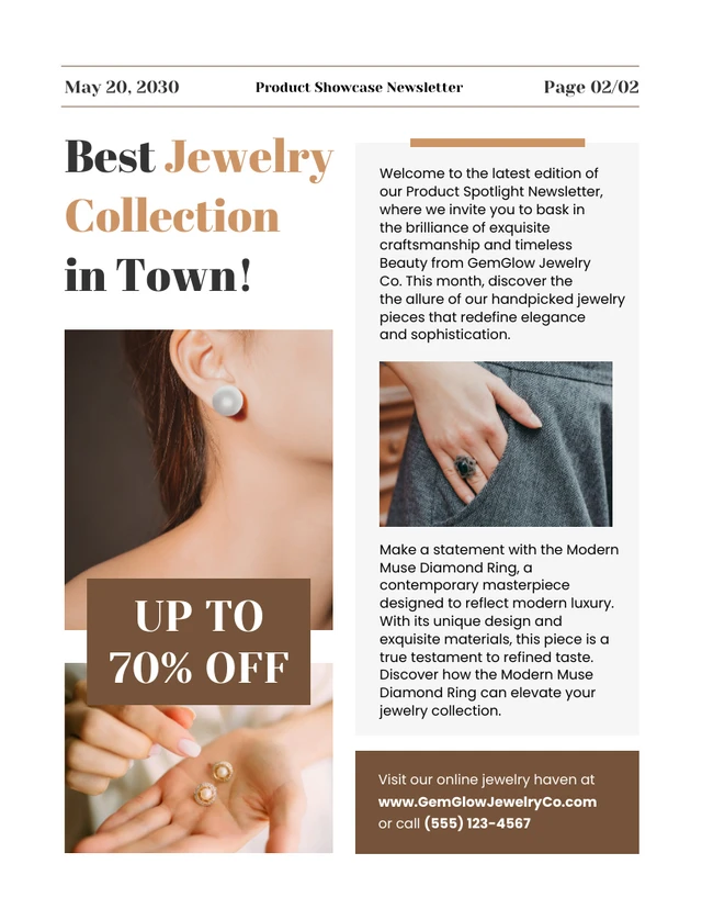 Brown and White Product Showcase Newsletter Template