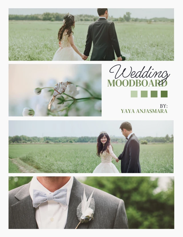 Light Grey And Green Modern Wedding Moodboard Collages Template