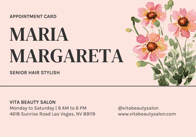 Pink Modern Aesthetic Appointment Card - Seite 1