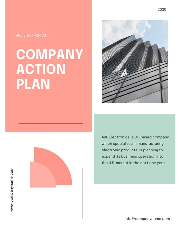 Pastel Red Outline Simple Company Action Plan - Seite 1