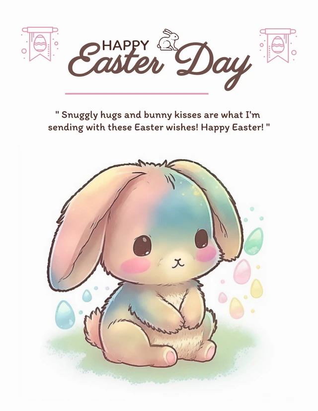 Weiße niedliche Illustration „Happy Easter Day“-Plakatvorlage