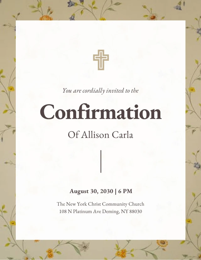 Simple Floral Background Confirmation Invitation Template