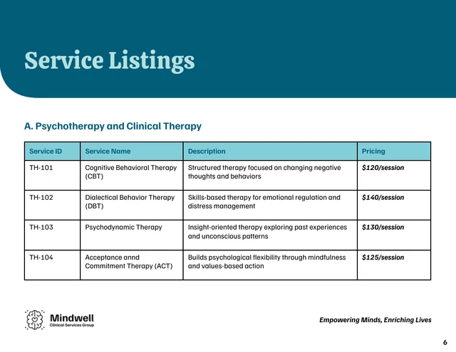 Mental Health and Therapy Service Catalog - صفحة 6