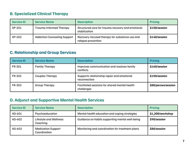 Mental Health and Therapy Service Catalog - صفحة 7