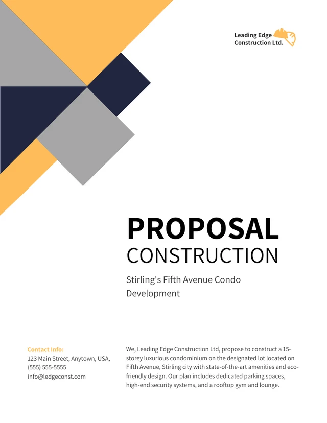 Blue And Yellow Minimalist Shape Construction Proposal - Page 1