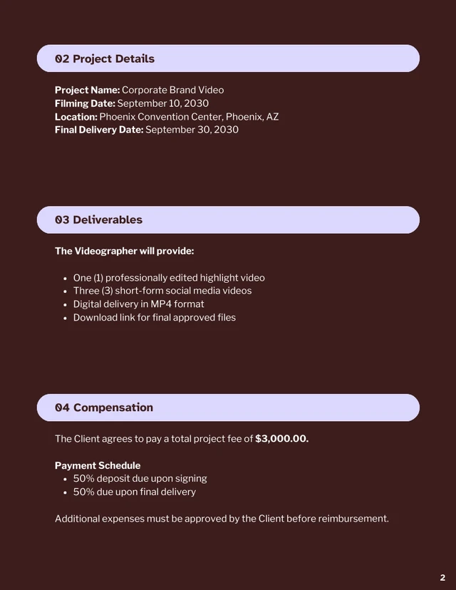 Freelance Video Contract Template - صفحة 2