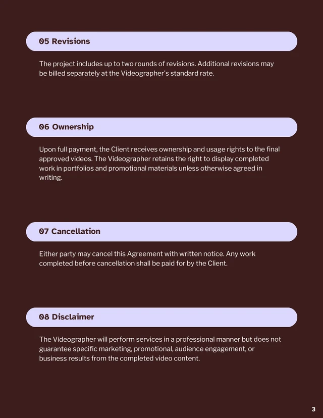 Freelance Video Contract Template - صفحة 3