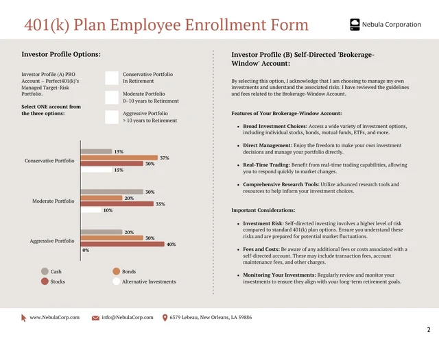 401(k) Enrollment Form for Employees - Página 2