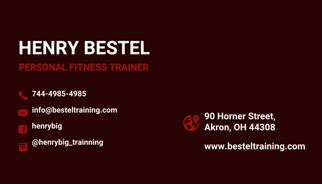 Simple Red Physical Trainer Business Card - Página 2