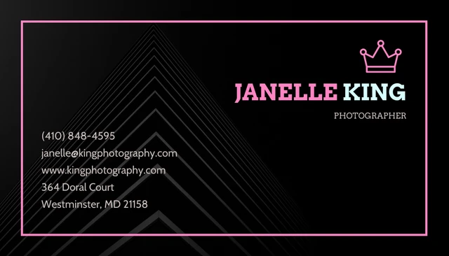 Pink Crown Photographer Business Card - Page 1