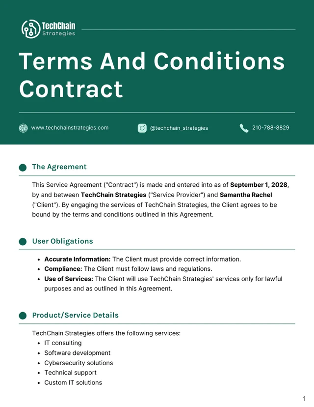 Terms And Conditions Contract Template - page 1