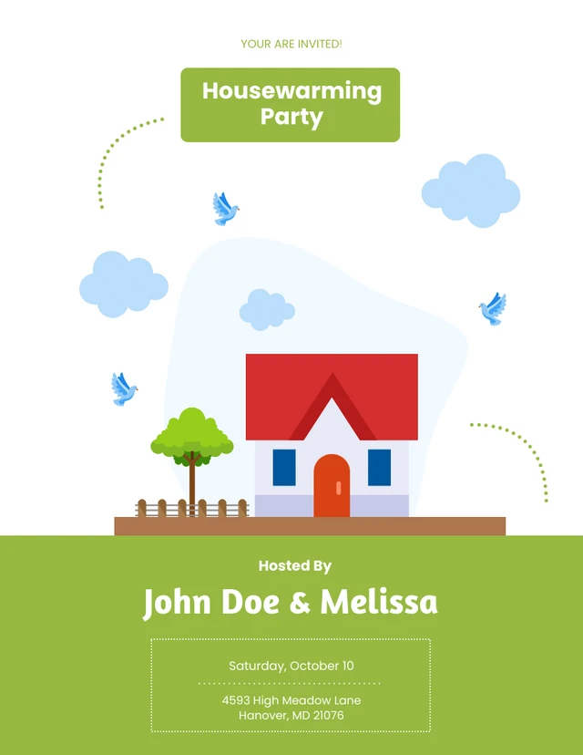 Gradient Green Open House Party Poster Template