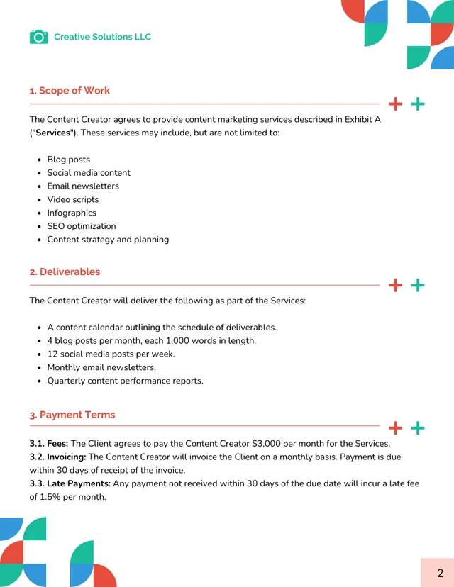 Content Creator Contract Template - page 2