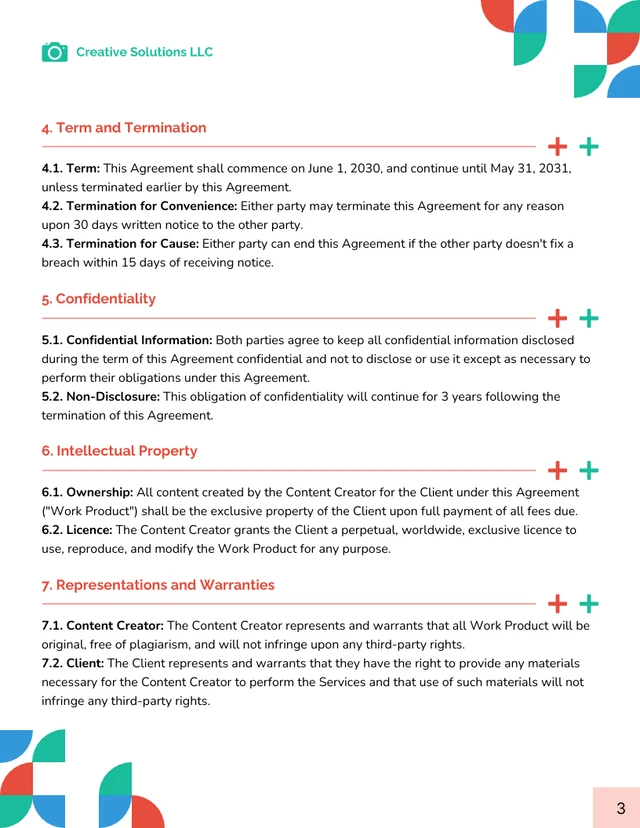 Content Creator Contract Template - page 3