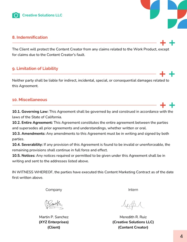 Content Creator Contract Template - page 4