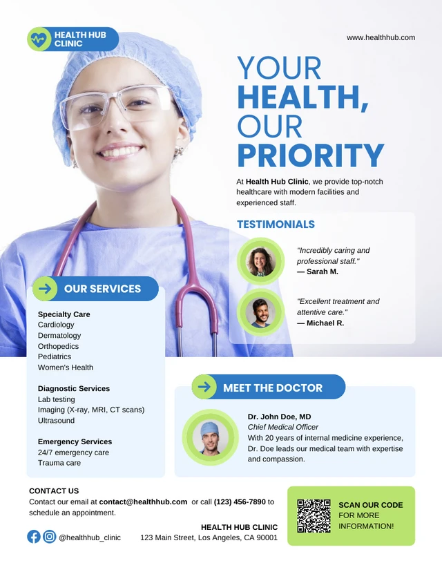 One-Page Medical Brochure Template