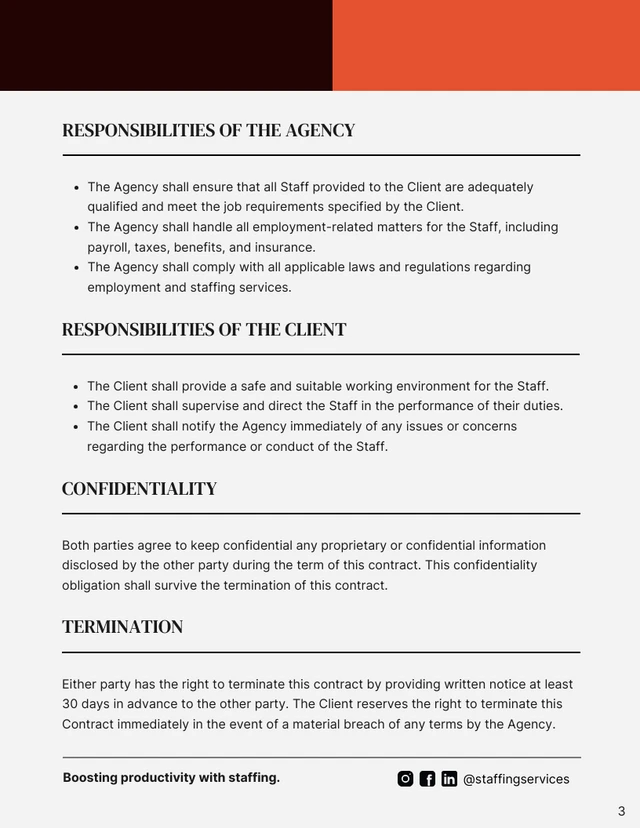 Staffing Agency Contract Template - page 3