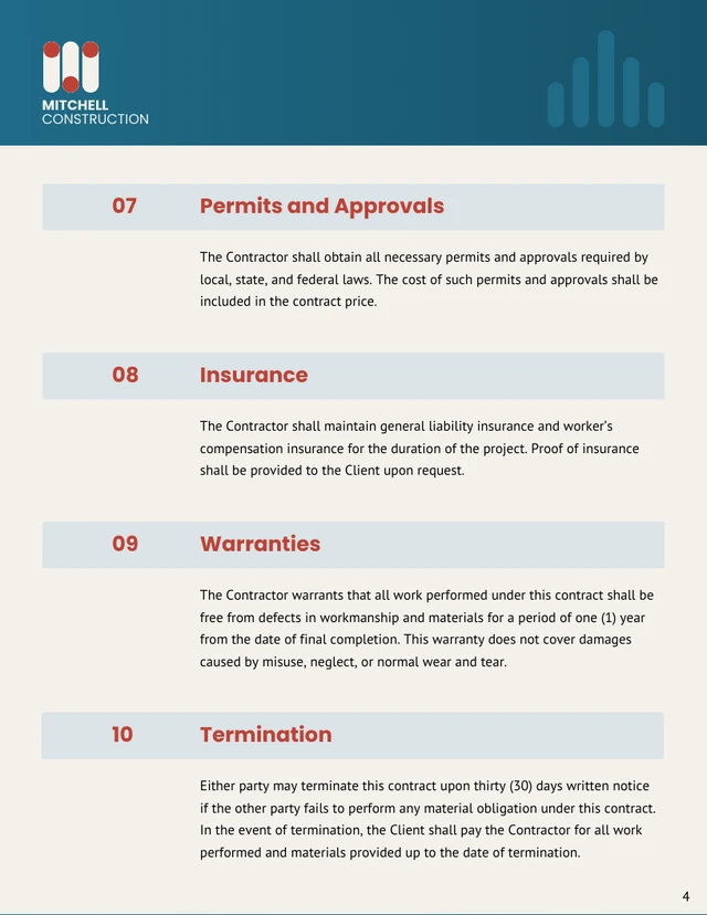 New Home Construction Contract Template - page 4