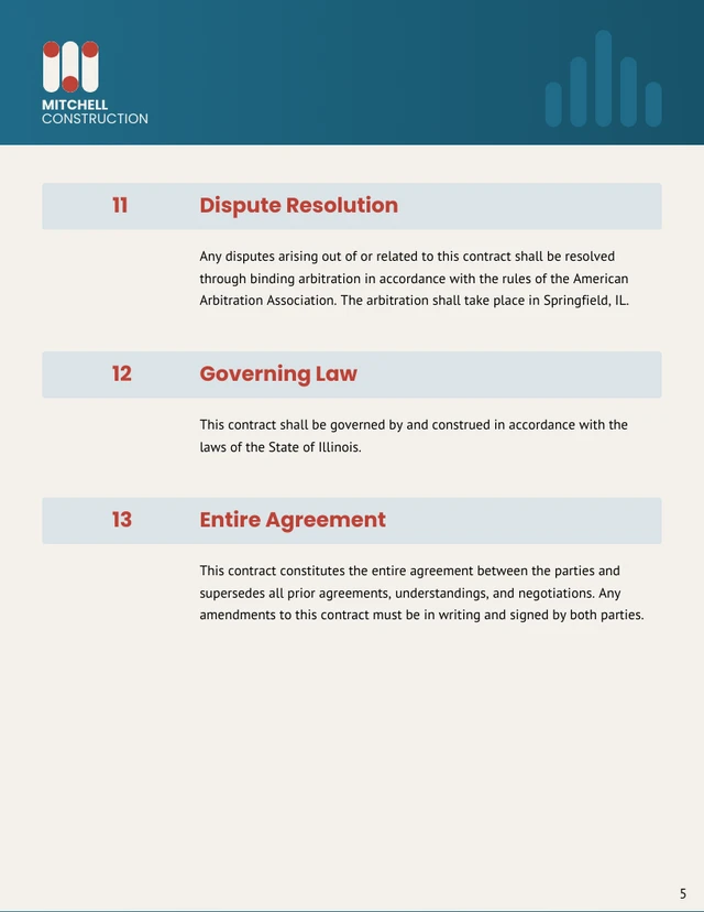 New Home Construction Contract Template - page 5