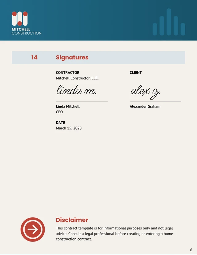 New Home Construction Contract Template - page 6
