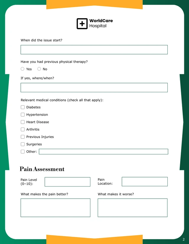 Physical Therapy Intake Form Template - Seite 2
