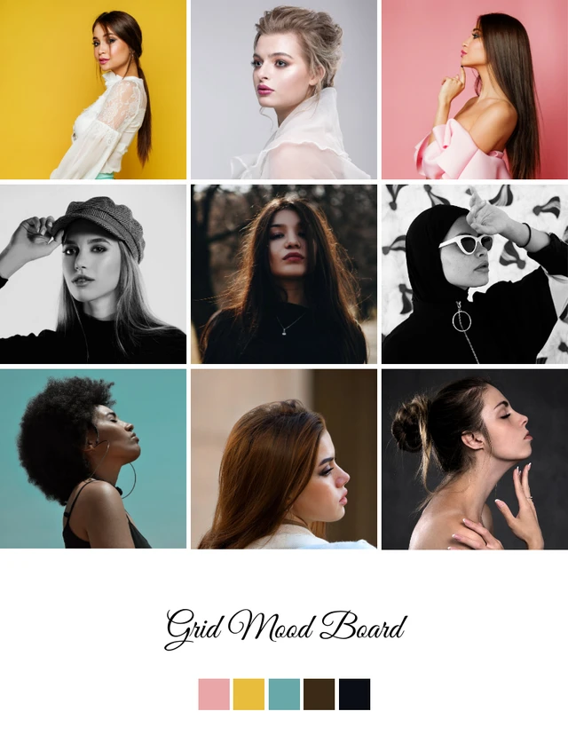 Clean Grid Grey and White Photo College Mood Boards Template