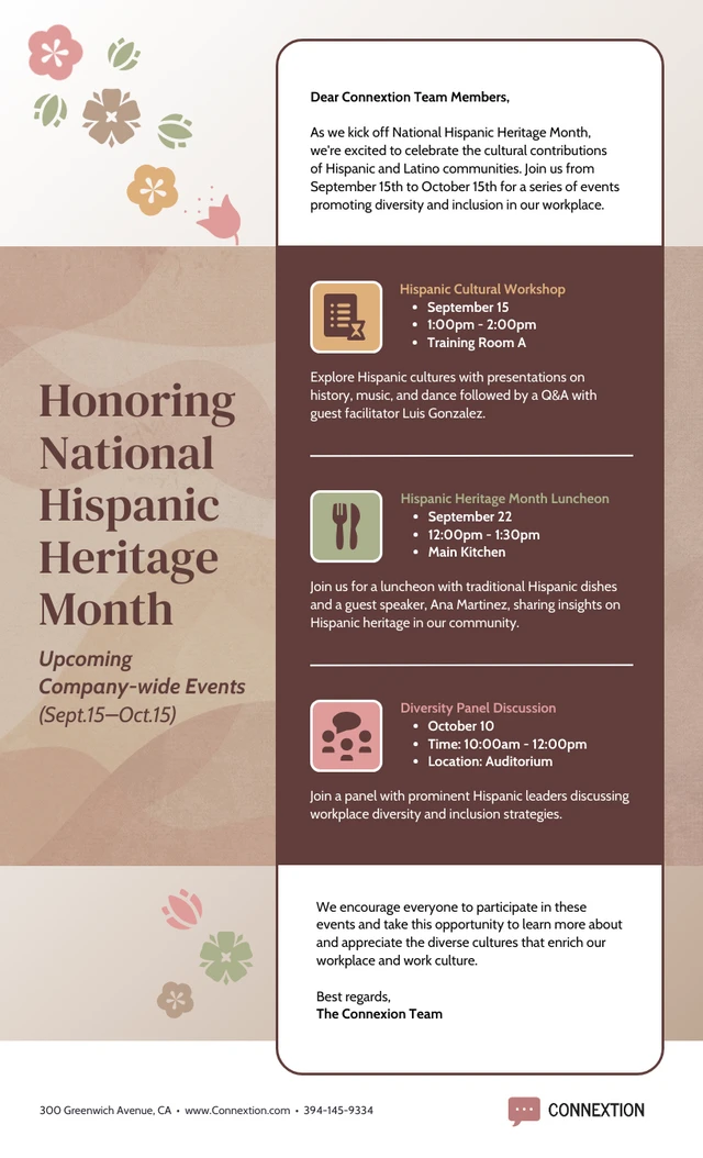 Hispanic Heritage Month in the Workplace Event Newsletter Template