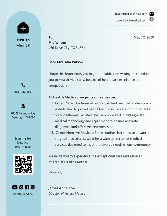 Simple White and Green Hospital Letterhead Template