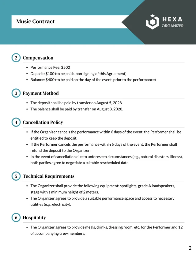 Music Contract Template - صفحة 2